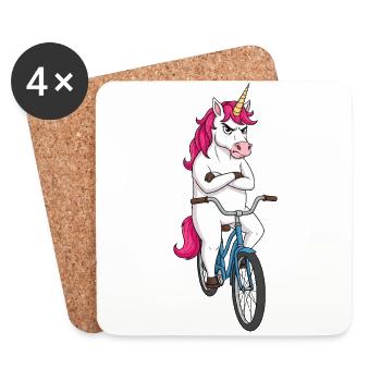 Grim Licorne sur roue - Pour les cyclistes - Dessous de verre (lot de 4) - blanc - Devant