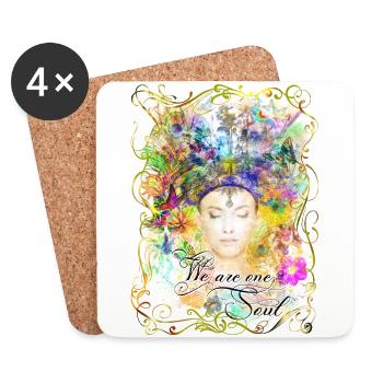 Natur Spirituell Farbenfroh Shirt für Frauen - Untersetzer (4er-Set) - Weiß - Vorne