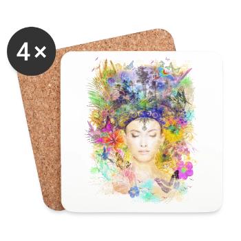 Natur Spirituell Farbenfroh Yoga Shirt für Frauen - Coasters (set of 4) - white - Front