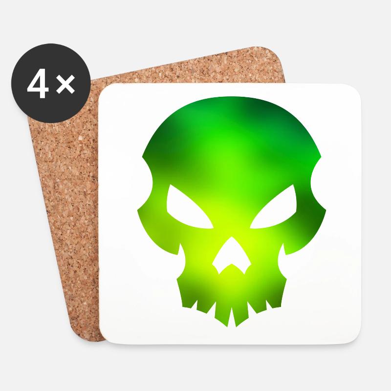 Totenkopf grün - Untersetzer (4er-Set) - Weiß