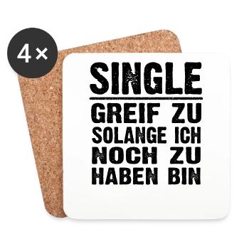 Single sucht Liebe - Geschenk f. Singles auf Suche - Untersetzer (4er-Set) - Weiß - Vorne