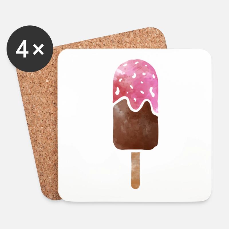 Eiscreme - Untersetzer (4er-Set) - Weiß