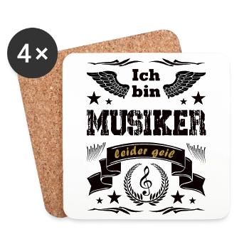 Musiker leider geil, Musiker Band Rock - Untersetzer (4er-Set) - Weiß - Vorne