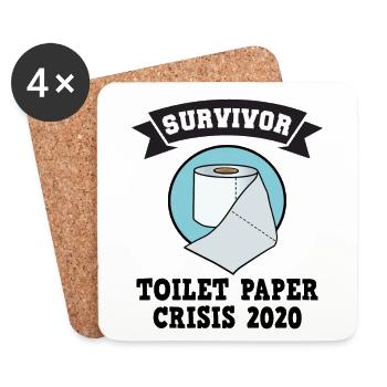 Survivor Toilet Paper Corona Virus toilet paper - Coasters (set of 4) - white - Front