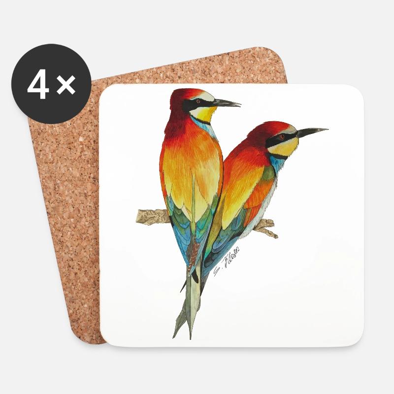 Bienenfresser Vögel Paradiesvogel - Untersetzer (4er-Set) - Weiß