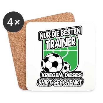Nur die besten Trainer Shirt Fußball Geschenk - Untersetzer (4er-Set) - Weiß - Vorne