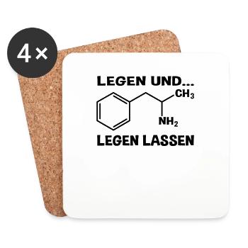 Legen und lassen Speed Pep Ballern Techno MDMA XTC - Untersetzer (4er-Set) - Weiß - Vorne