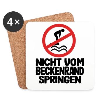 Bademeister Nicht vom Beckenrand springen Spruch - Untersetzer (4er-Set) - Weiß - Vorne