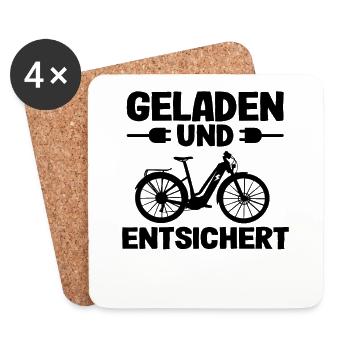 E-Bike Ebike Elektrofahrrad Lustig Spruch Opa Oma - Untersetzer (4er-Set) - Weiß - Vorne