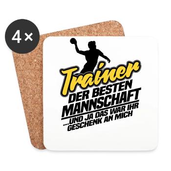 Trainer Lustig Spruch Geschenk Handball Spieler - Untersetzer (4er-Set) - Weiß - Vorne
