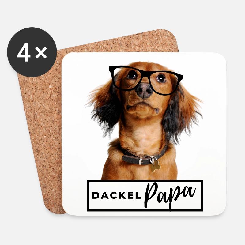 Dackel Papa - Dackel mit Brille - Untersetzer (4er-Set) - Weiß