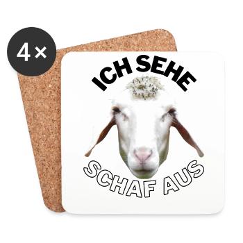 SCHAF SCHAFE ich sehe SCHAF aus Lamm Schäfchen - Untersetzer (4er-Set) - Weiß - Vorne