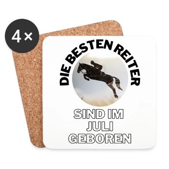 Die BESTEN REITER sind im JULI geboren - Pferd - Untersetzer (4er-Set) - Weiß - Vorne