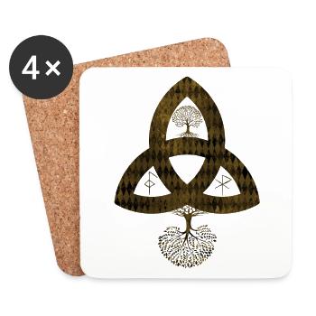 Celtic SYMBOLS - Triqueta - Tree of Life Tree - Coasters (set of 4) - white - Front