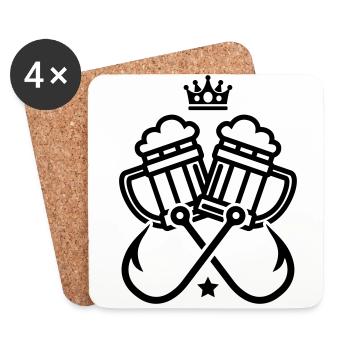 pêche à l’hameçon pêche bière - Dessous de verre (lot de 4) - blanc - Devant