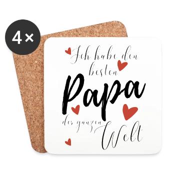 Ich habe den BESTEN PAPA der WELT - Untersetzer (4er-Set) - Weiß - Vorne