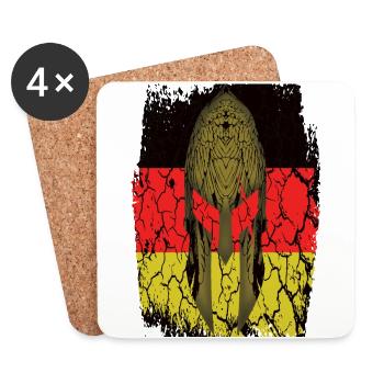 Spartaner Helm Deutsche Flagge Grunge - Untersetzer (4er-Set) - Weiß - Vorne