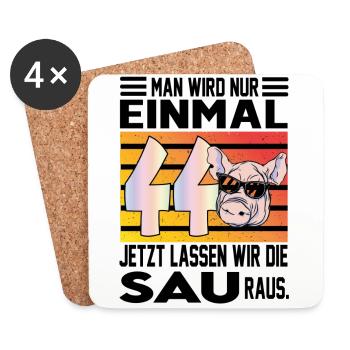 Geburtstag Sau rauslassen Alter Jahre 44 - Untersetzer (4er-Set) - Weiß - Vorne