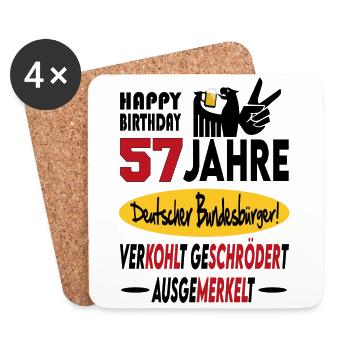 Geburtstag CDU SPD FDP Grün Politik Alter Jahre 57 - Untersetzer (4er-Set) - Weiß - Vorne