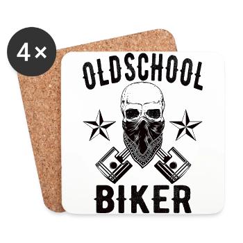 Biker Old School - Untersetzer (4er-Set) - Weiß - Vorne