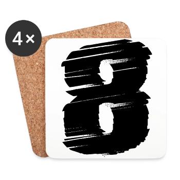 8 Maillot numéro - Dessous de verre (lot de 4) - blanc - Devant