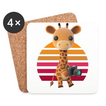 Photographing Safari Giraffe - Coasters (set of 4) - white - Front