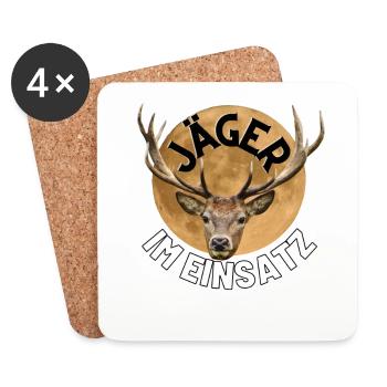Jagd - Jäger - Jägerin - jagen - Hirsch - Untersetzer (4er-Set) - Weiß - Vorne