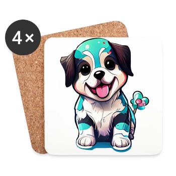 Mignonnerie sous forme de chien. Vigoureux et vibrant - Dessous de verre (lot de 4) - blanc - Devant