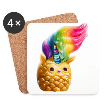 Ananas licorne - Dessous de verre (lot de 4) - blanc - Devant