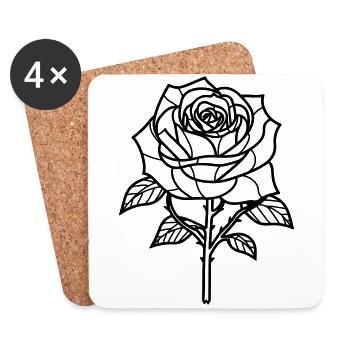 Épines de fleur de rose - Dessous de verre (lot de 4) - blanc - Devant