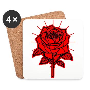 Épines de fleur de rose - Dessous de verre (lot de 4) - blanc - Devant