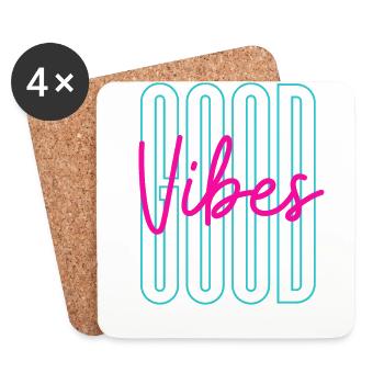Neon Good Vibes Positive Inspiration - Dessous de verre (lot de 4) - blanc - Devant