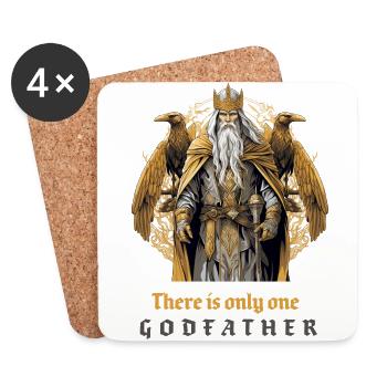 Odin with his ravens "There is only one godfather - Coasters (set of 4) - white - Front