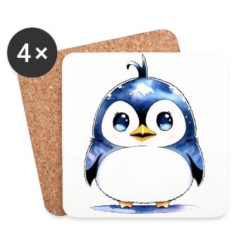 Pingouin collection Kawaii - Dessous de verre (lot de 4) - blanc - Devant