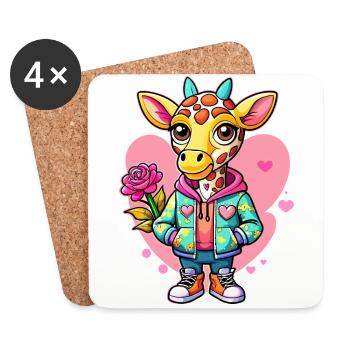 Giraffen-Parade: Coole Giraffe - Untersetzer (4er-Set) - Weiß - Vorne