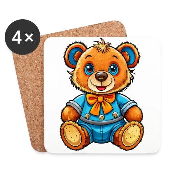 Joli nounours - Dessous de verre (lot de 4) - blanc - Devant