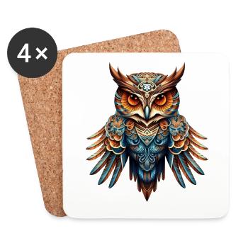 Oiseau de nuit cool - Dessous de verre (lot de 4) - blanc - Devant
