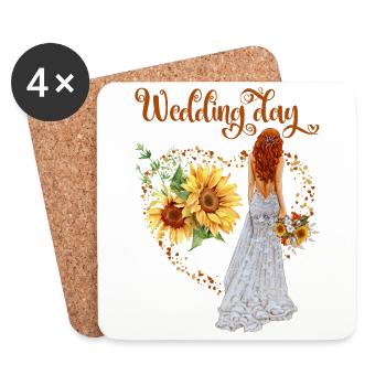 SunFlower Wedding Day - Coasters (set of 4) - white - Front