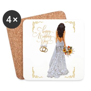 Happy Wedding Day - Coasters (set of 4) - white - Front