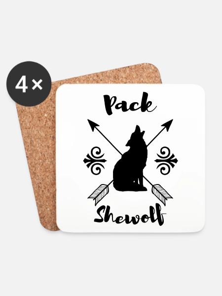 Pack Sie-Wolf. Geschenke für Mama. Mutter. Mama wolf - Untersetzer (4er-Set) - Weiß