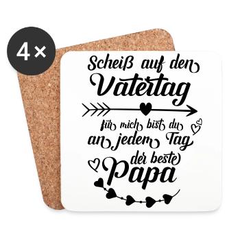 Vatertag bester Vater an jedem Tag Papa Papi Liebe - Untersetzer (4er-Set) - Weiß - Vorne