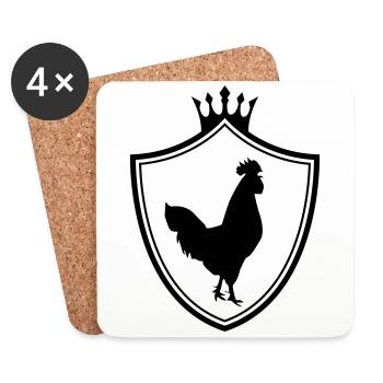 hahn silhouette wappen - Untersetzer (4er-Set) - Weiß - Vorne