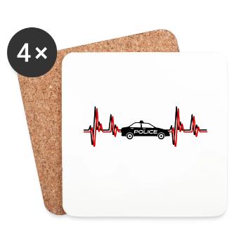 Police / EKG / heartbeat - Coasters (set of 4) - white - Front