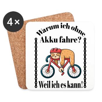 Faultier auf einem Fahrrad - Untersetzer (4er-Set) - Weiß - Vorne