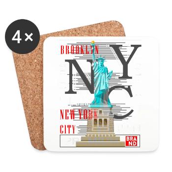 New York City NYC USA America Statue of Liberty - Coasters (set of 4) - white - Front