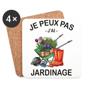 Je Peux Pas J'ai Jardinage - Dessous de verre (lot de 4) - blanc - Devant