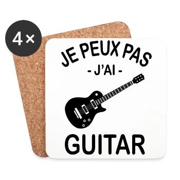Je Peux Pas J'ai Guitare - Dessous de verre (lot de 4) - blanc - Devant