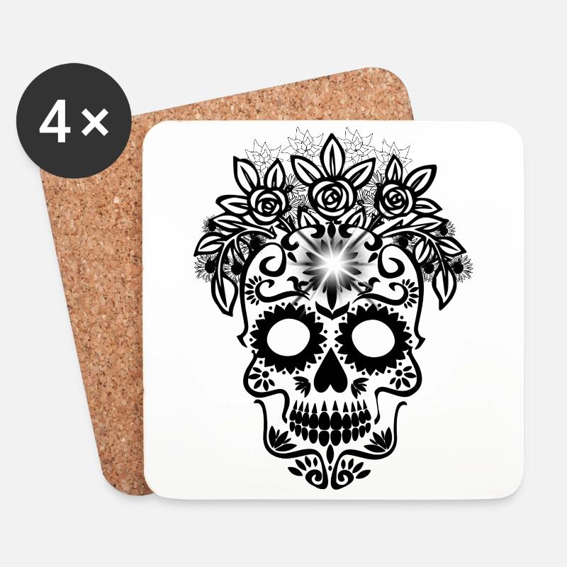 Kunst des Zucker-Schädels - Untersetzer (4er-Set) - Weiß