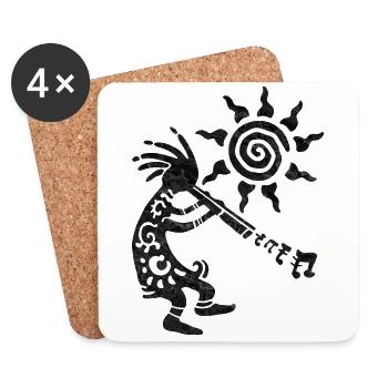 Native American Kokopelli Musican With Flute 2 - Untersetzer (4er-Set) - Weiß - Vorne