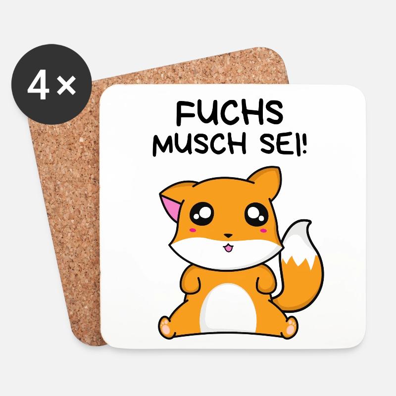 Fuchs musch sei | Spruch schwäbisch lustig - Untersetzer (4er-Set) - Weiß